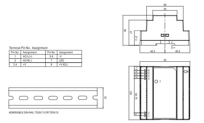 DIN RAIL type switching mode power supply SMPS