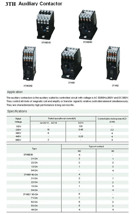 3TH80/82 Auxiliary Contactor