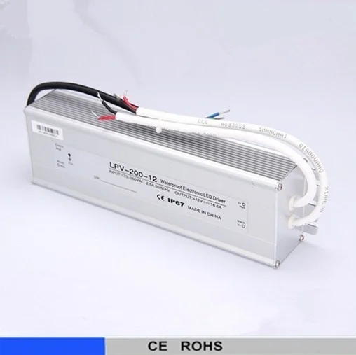 LED water-proof type switching power supply LED driver 200W SMPS 12V 24V