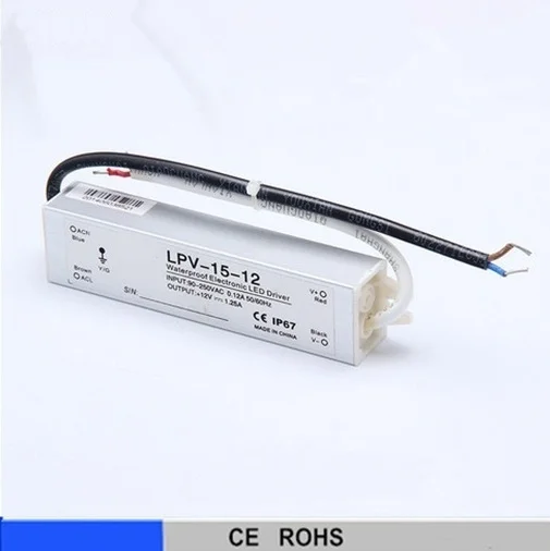 LED driver LED water-proof switching power supply 15W 12v 24v