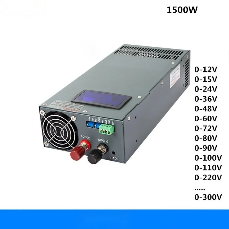1500W Switching Power Supply display 0-12V Adjustable 15V 24V 36V 48V 60V 72V 80V 90V 100V 110V 220v 300v AC DC Power Supplies